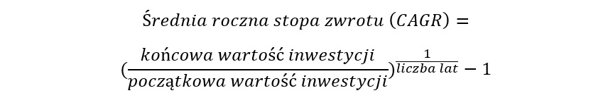 Średnia roczna stopa zwrotu CAGR - wzór